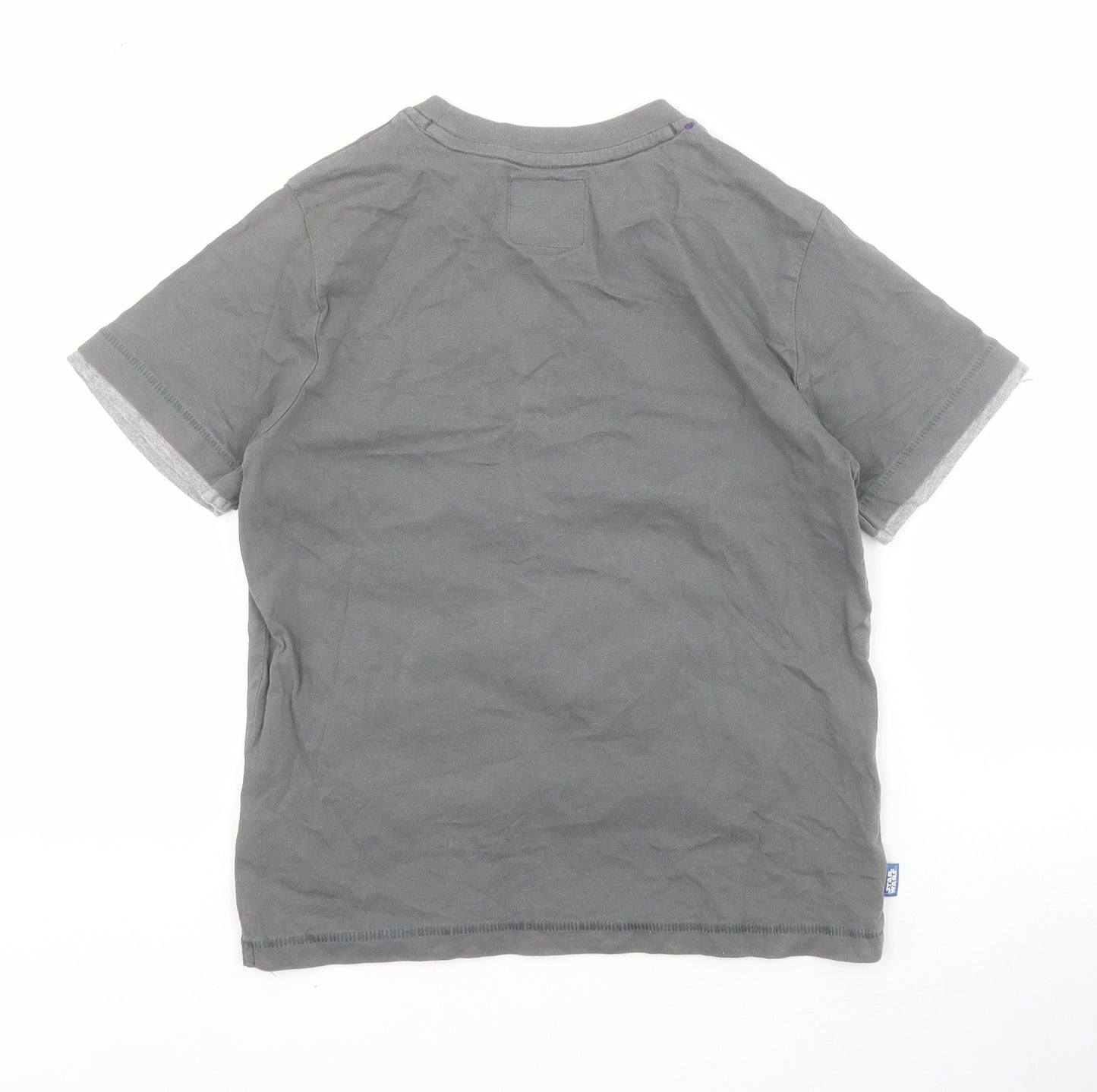 Marks and Spencer Boys Grey  Cotton Pullover T-Shirt Size 7-8 Years Crew Neck Pullover - Star Wars