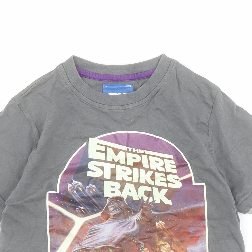 Marks and Spencer Boys Grey  Cotton Pullover T-Shirt Size 7-8 Years Crew Neck Pullover - Star Wars