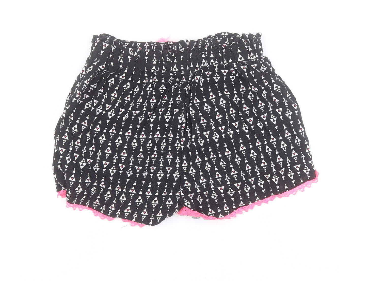 Primark Girls Black Geometric 100% Viscose Sweat Shorts Size 9-10 Years  Regular