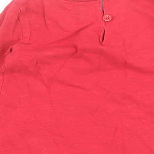 NEXT Baby Red  100% Cotton Pullover T-Shirt Size 6-9 Months Round Neck Button - Flowers