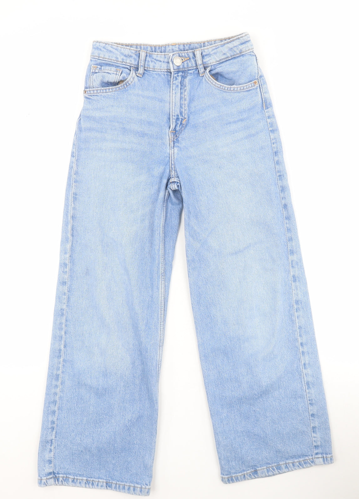 H&M Girls Blue  Cotton Wide-Leg Jeans Size 8 Years  Regular Zip