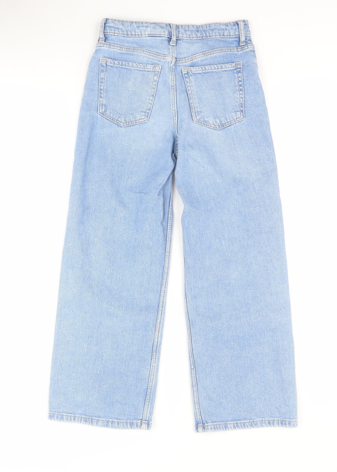 H&M Girls Blue  Cotton Wide-Leg Jeans Size 8 Years  Regular Zip