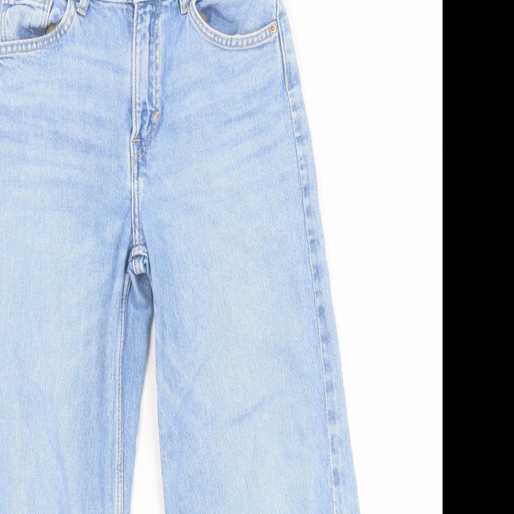 H&M Girls Blue  Cotton Wide-Leg Jeans Size 8 Years  Regular Zip