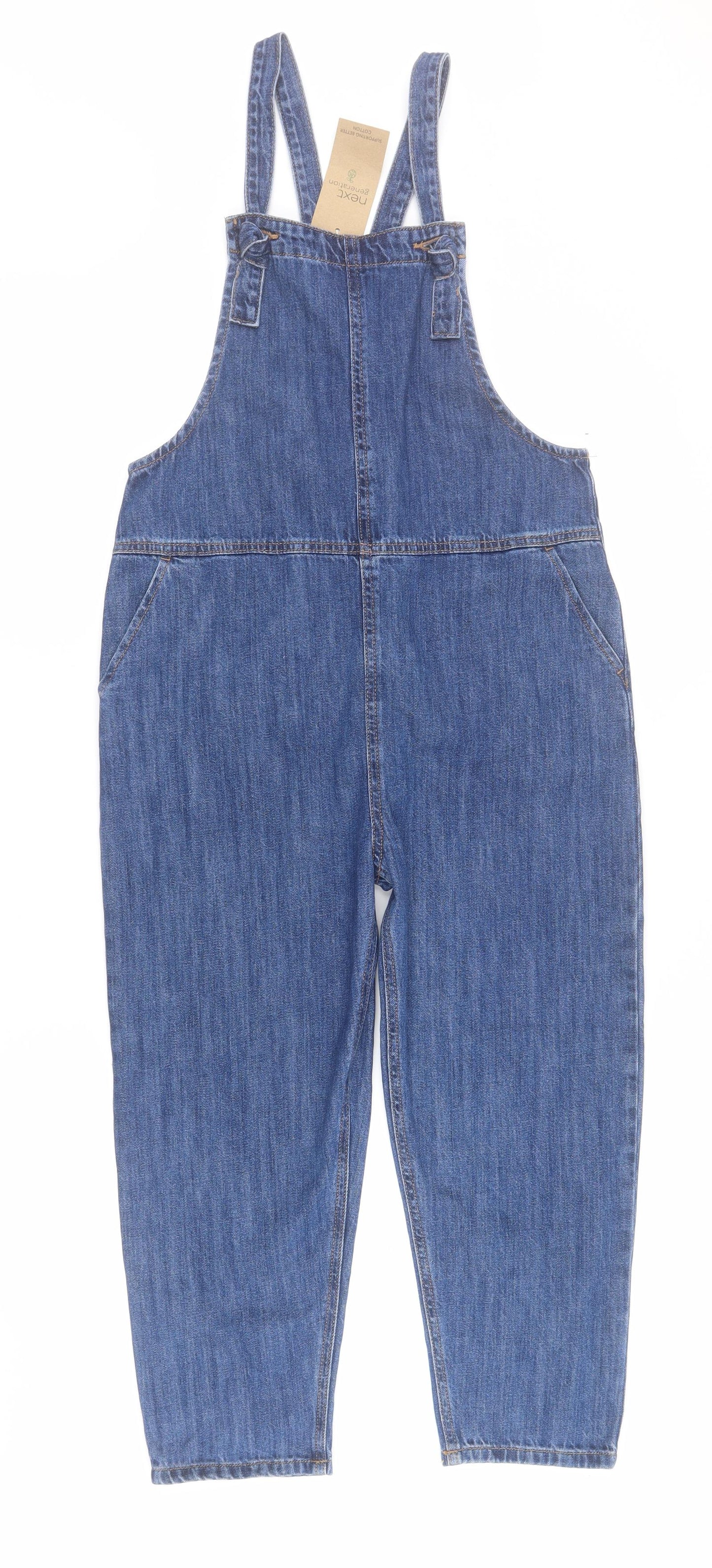 NEXT Girls Blue  100% Cotton Dungaree One-Piece Size 10 Years  Button