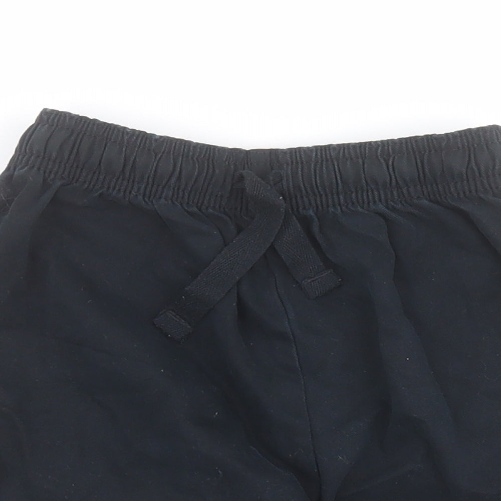 Marks and Spencer Boys Black  100% Cotton Utility Shorts Size 5-6 Years  Regular Drawstring