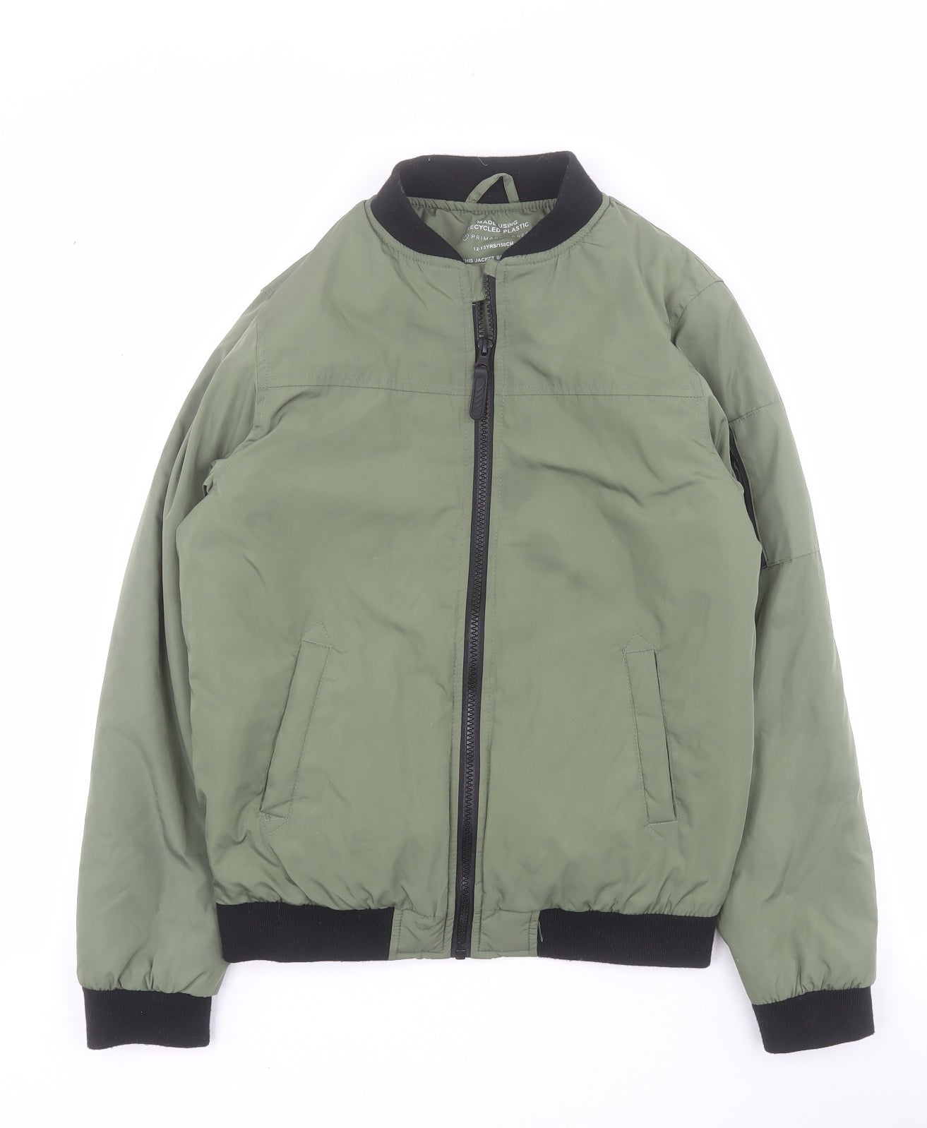 Primark Boys Green   Bomber Jacket Coatigan Size 12-13 Years  Zip