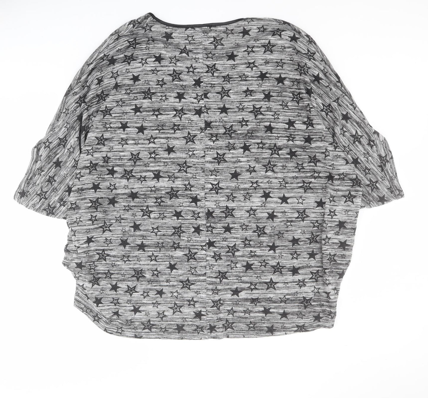 Yours Womens Grey  Polyester Basic T-Shirt Size 22 V-Neck - Stars