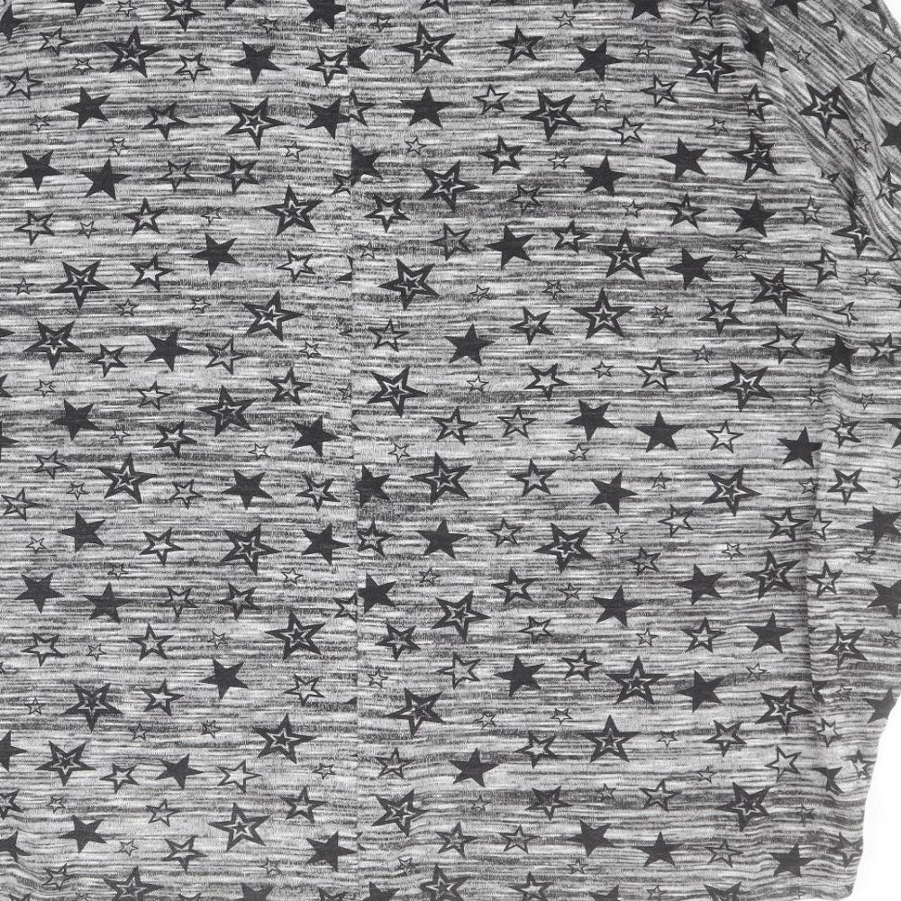 Yours Womens Grey  Polyester Basic T-Shirt Size 22 V-Neck - Stars