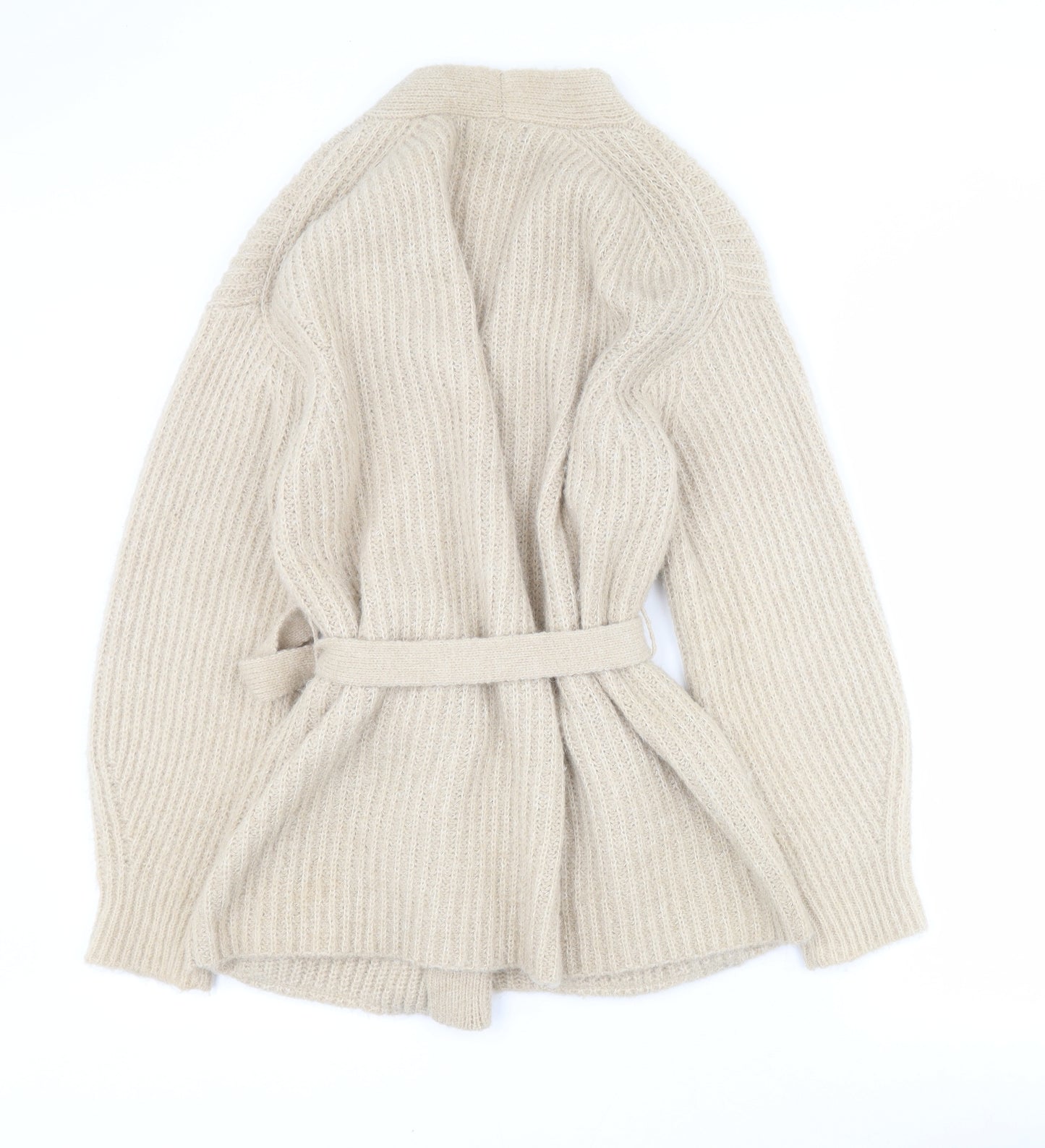 Primark Womens Beige V-Neck  Acrylic Cardigan Jumper Size S
