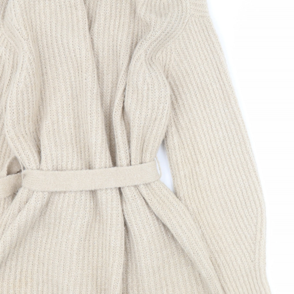 Primark Womens Beige V-Neck  Acrylic Cardigan Jumper Size S