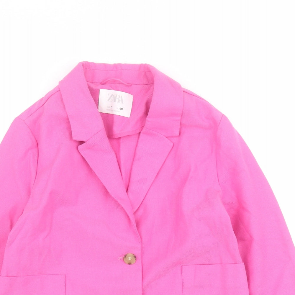 Zara Girls Pink   Jacket Blazer Size 7 Years  Button