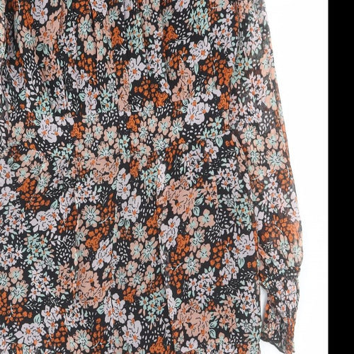 Topshop Womens Multicoloured Floral Polyester A-Line  Size 10  Round Neck Zip