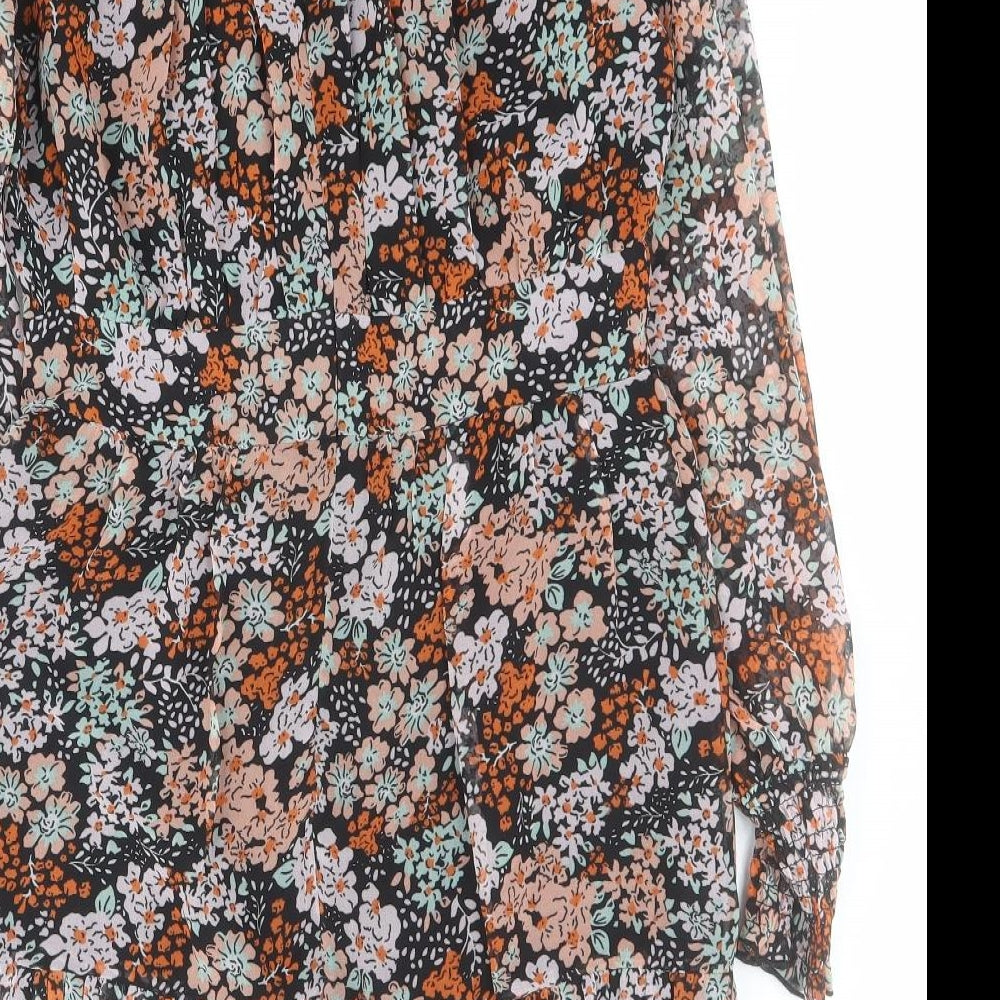 Topshop Womens Multicoloured Floral Polyester A-Line  Size 10  Round Neck Zip
