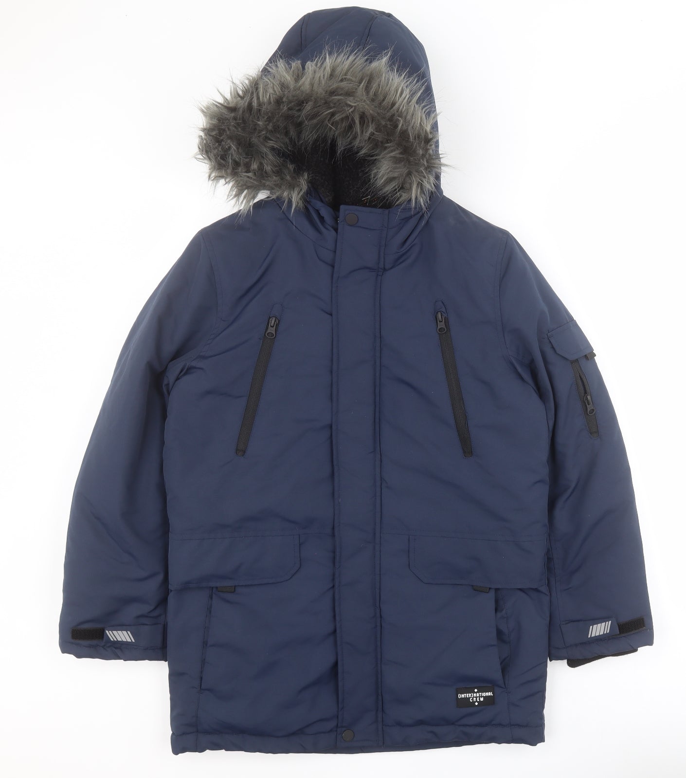 F&F Boys Blue   Parka Coat Size 11-12 Years  Zip