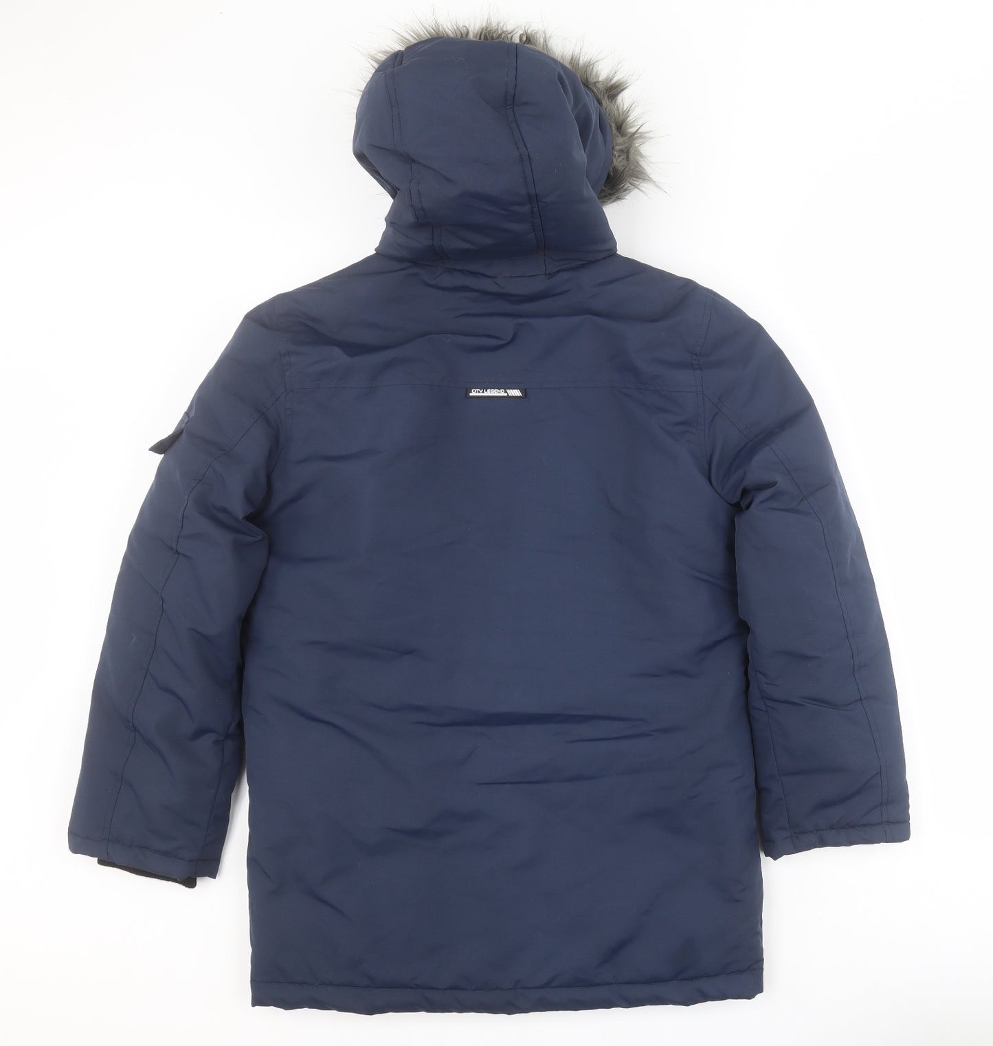 F&F Boys Blue   Parka Coat Size 11-12 Years  Zip