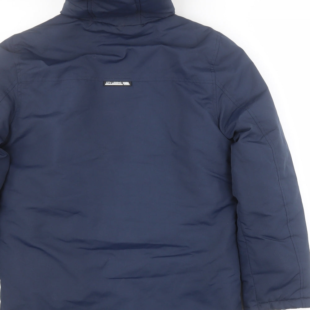 F&F Boys Blue   Parka Coat Size 11-12 Years  Zip
