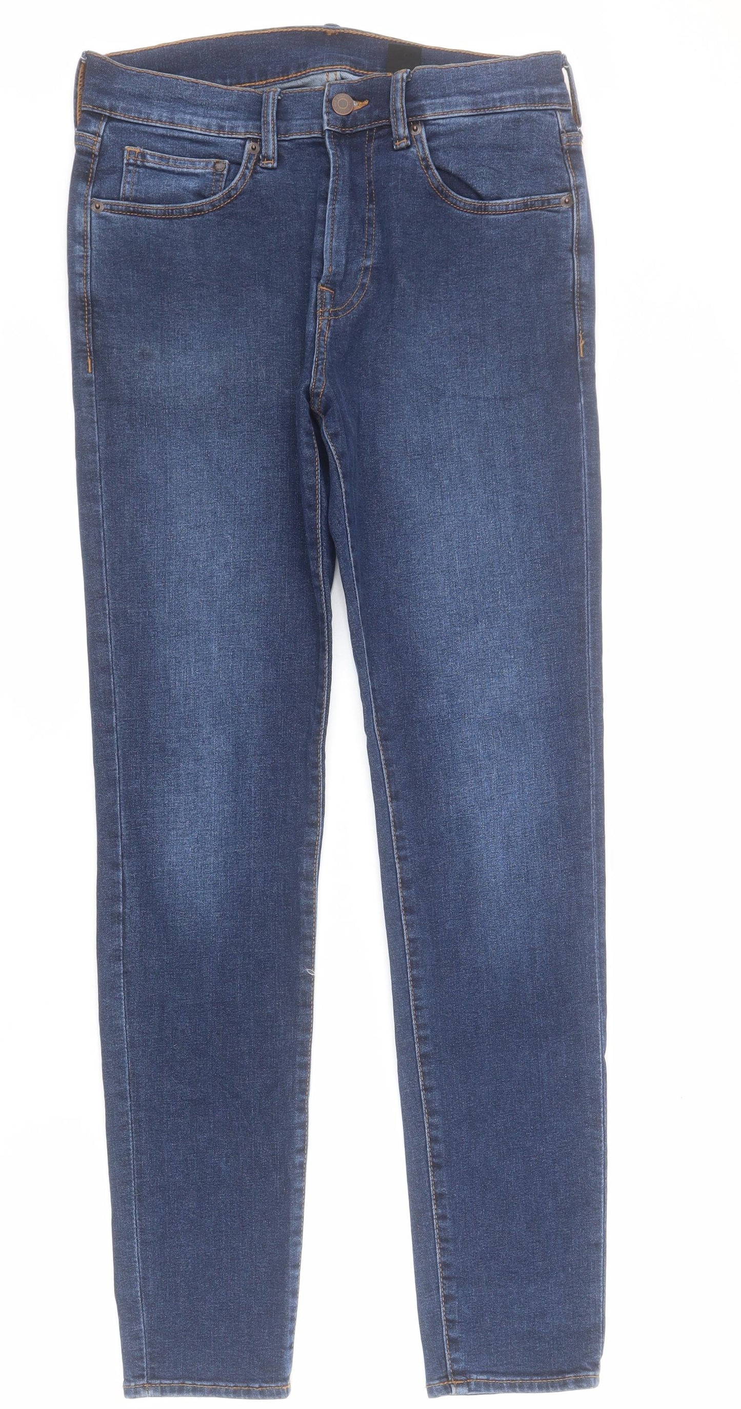 H&M Womens Blue  Cotton Skinny Jeans Size 30 L31 in Regular Zip