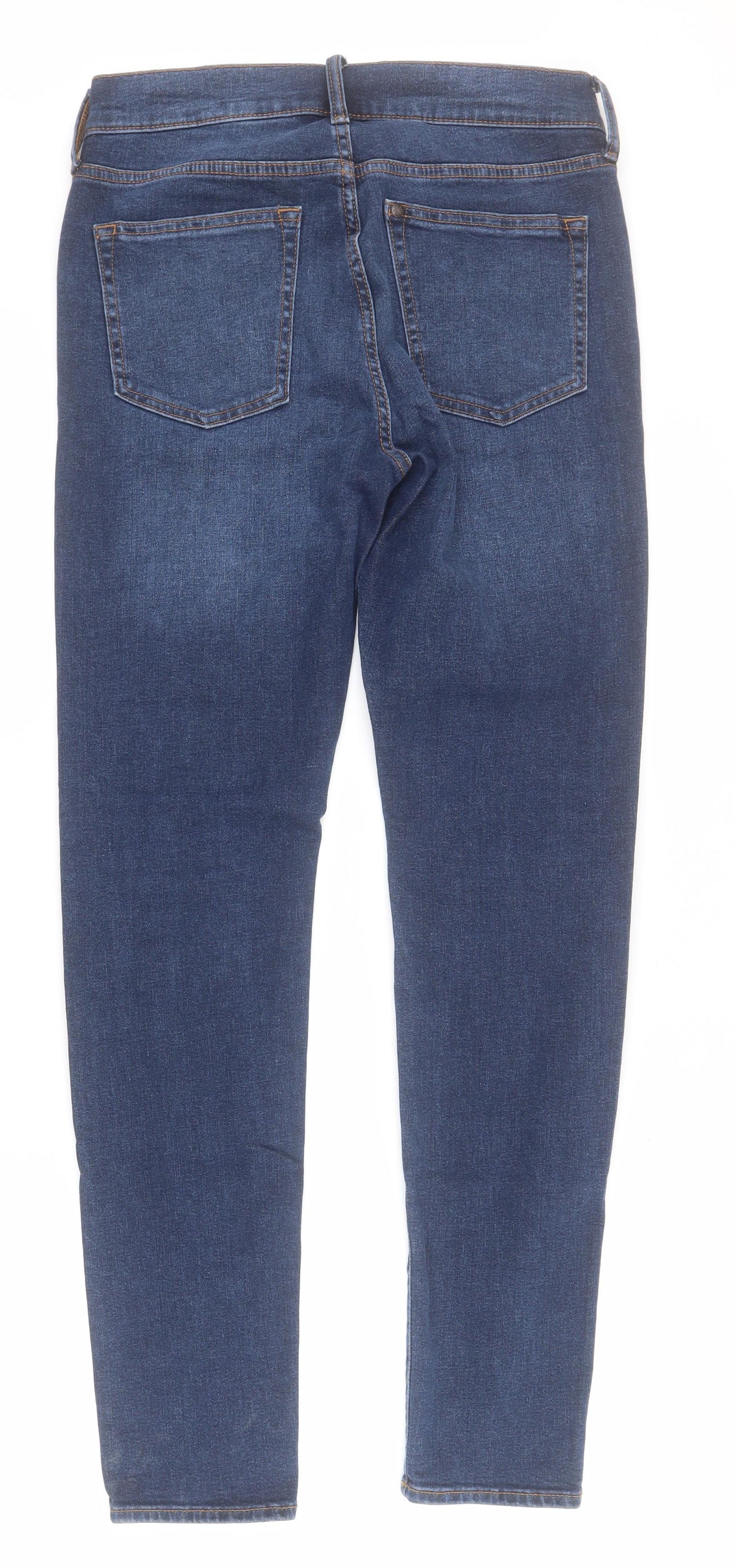 H&M Womens Blue  Cotton Skinny Jeans Size 30 L31 in Regular Zip