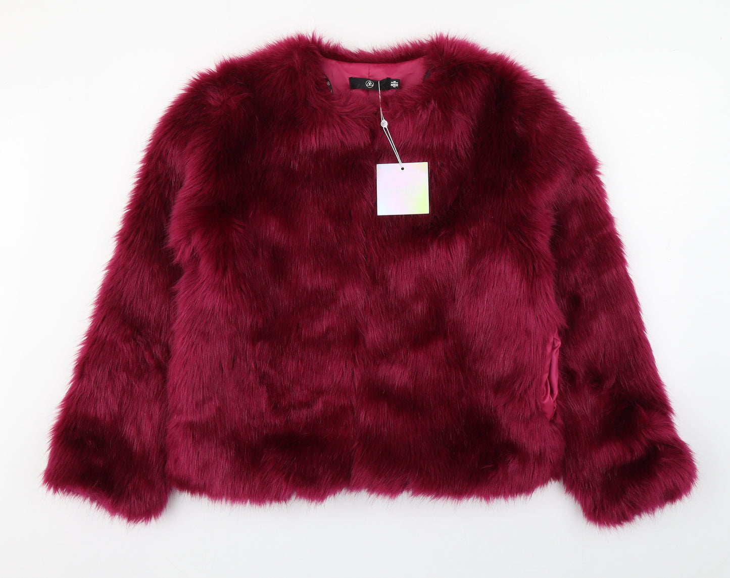 Missguided Womens Purple   Jacket  Size 8  Hook & Eye - Faux Fur