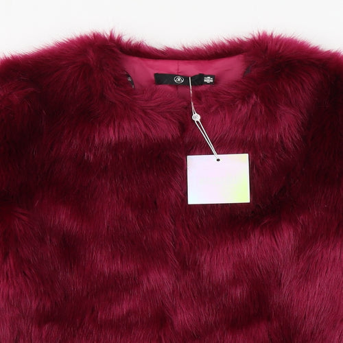 Missguided Womens Purple   Jacket  Size 8  Hook & Eye - Faux Fur