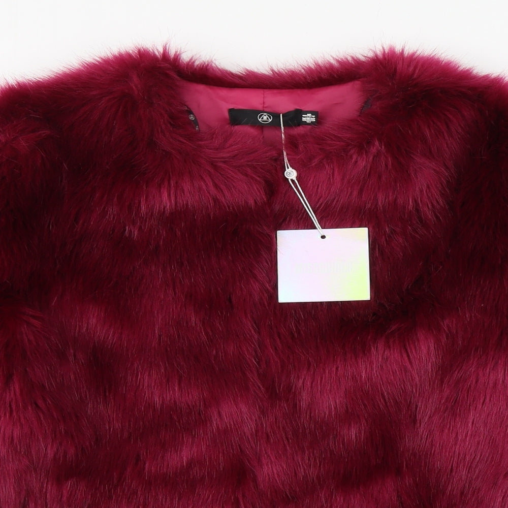 Missguided Womens Purple   Jacket  Size 8  Hook & Eye - Faux Fur