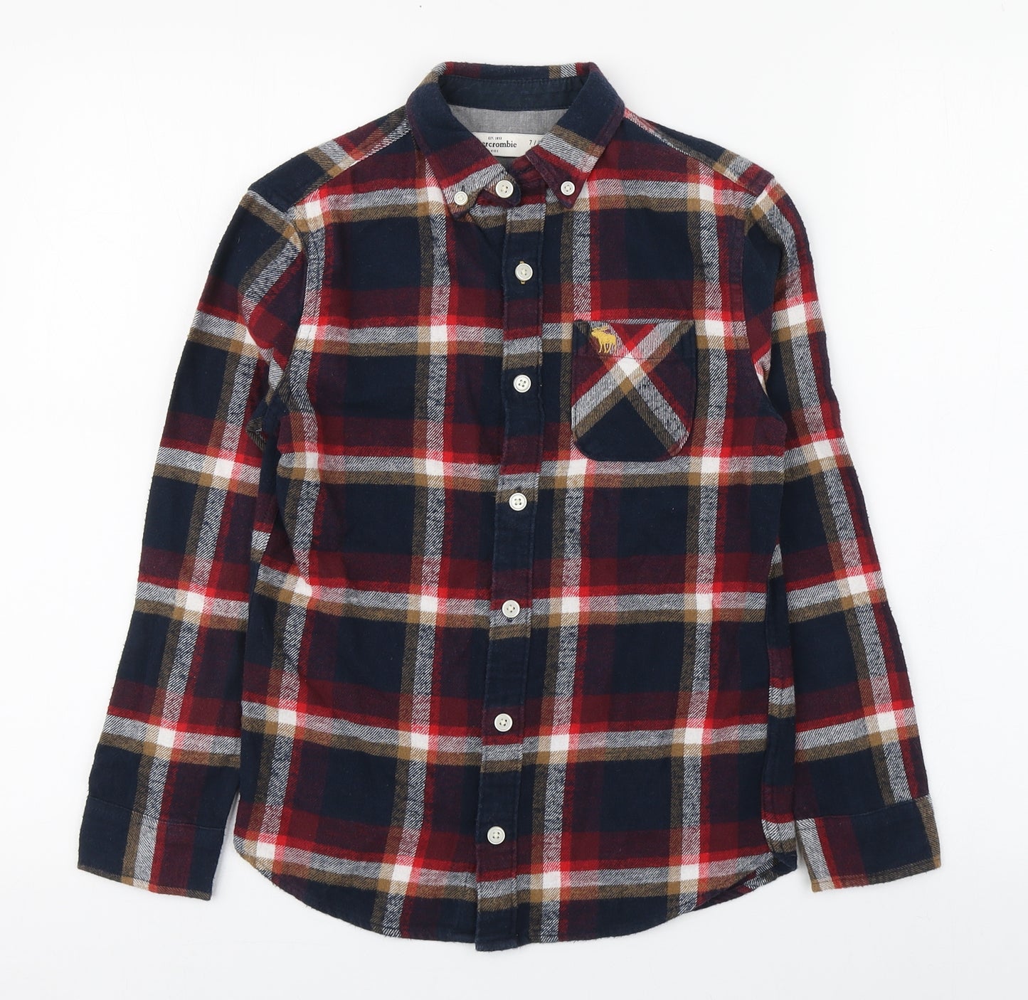 Abercrombie & Fitch Boys Multicoloured Plaid Cotton Basic Button-Up Size 7-8 Years Collared
