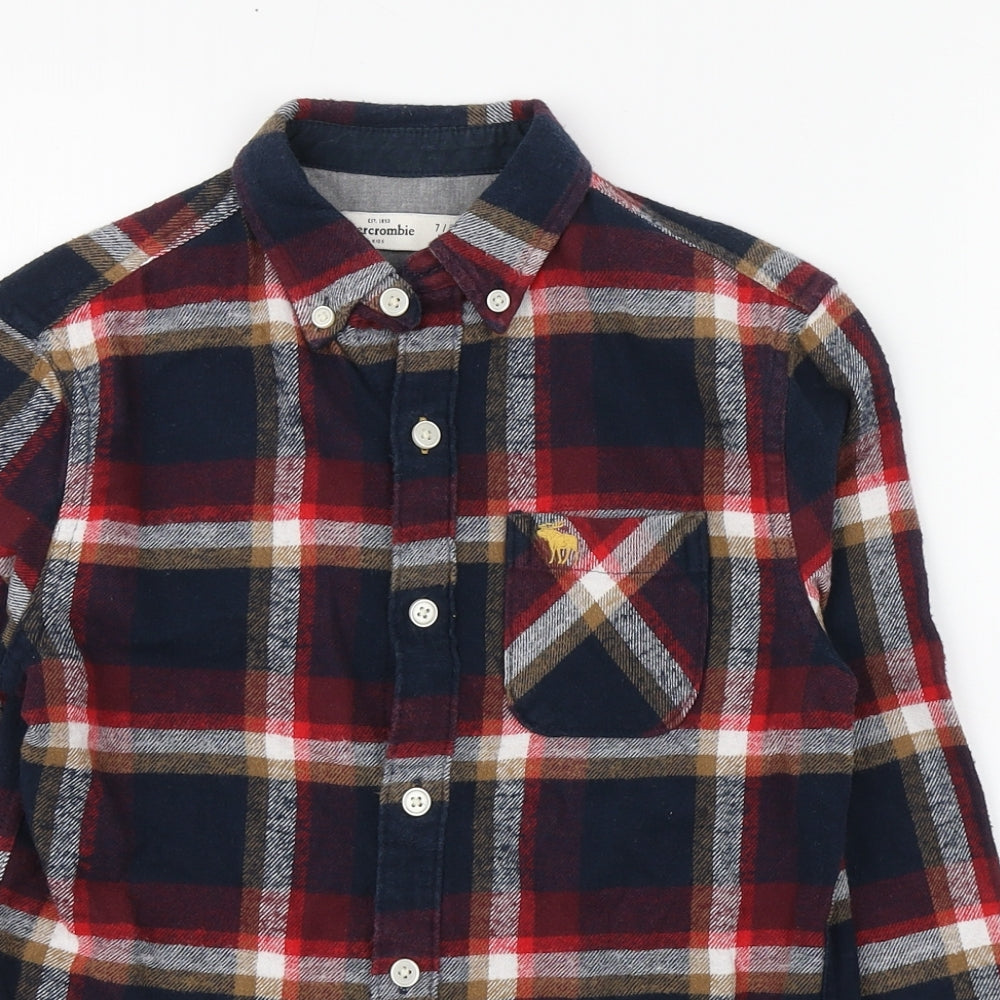 Abercrombie & Fitch Boys Multicoloured Plaid Cotton Basic Button-Up Size 7-8 Years Collared