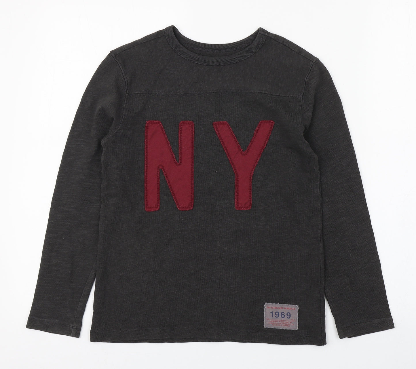 Gap Boys Grey Round Neck  100% Cotton Pullover Jumper Size 8-9 Years