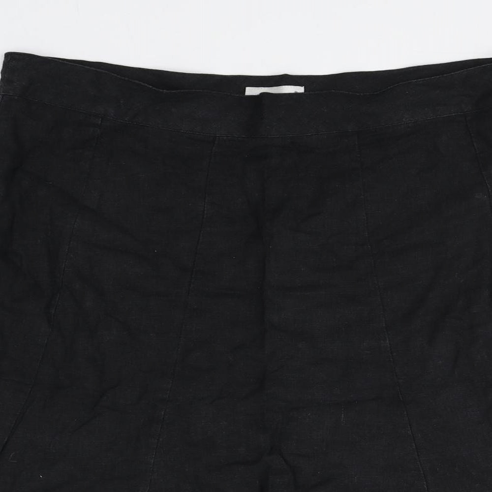 Primark Womens Black  Linen Peasant Skirt Size 14   Zip