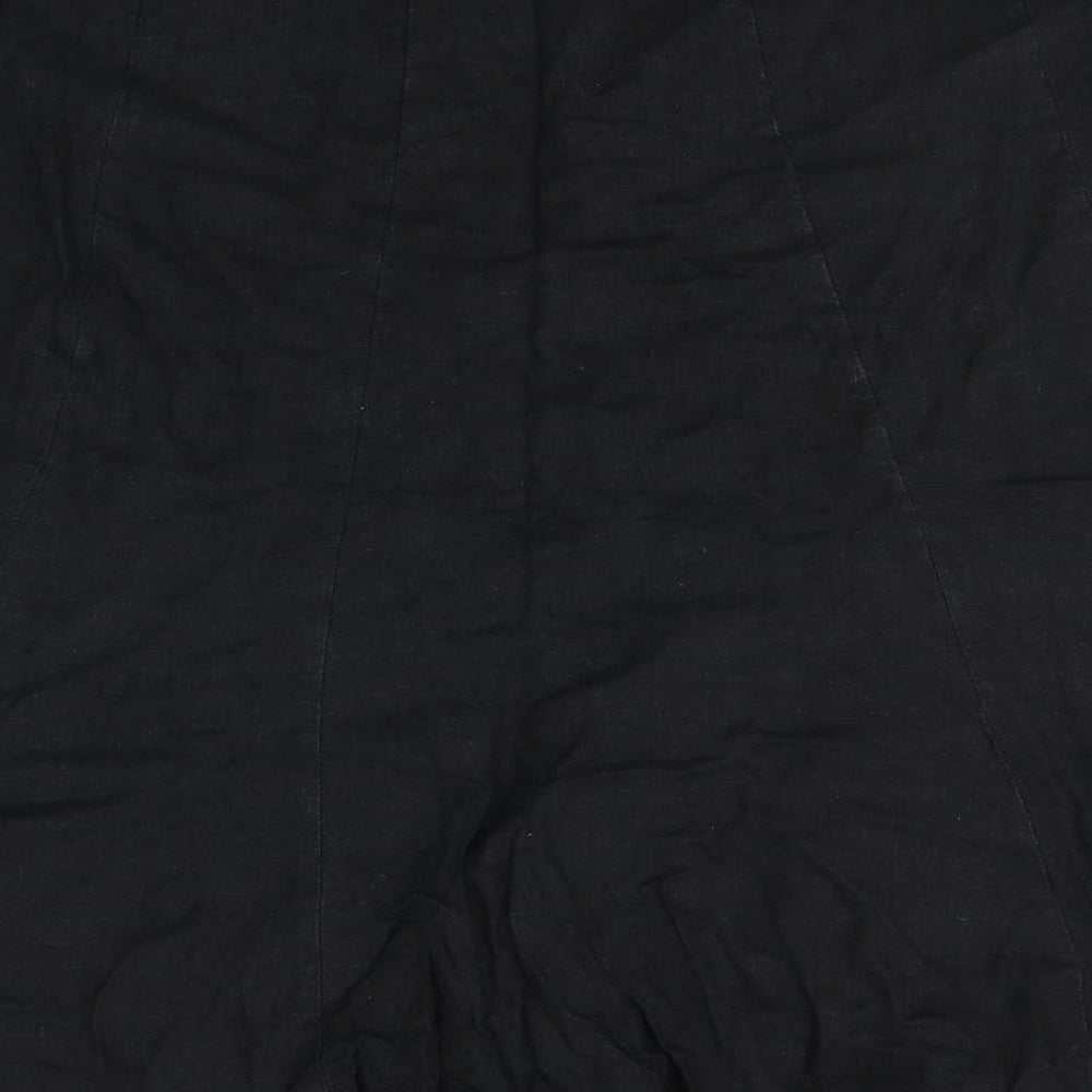 Primark Womens Black  Linen Peasant Skirt Size 14   Zip