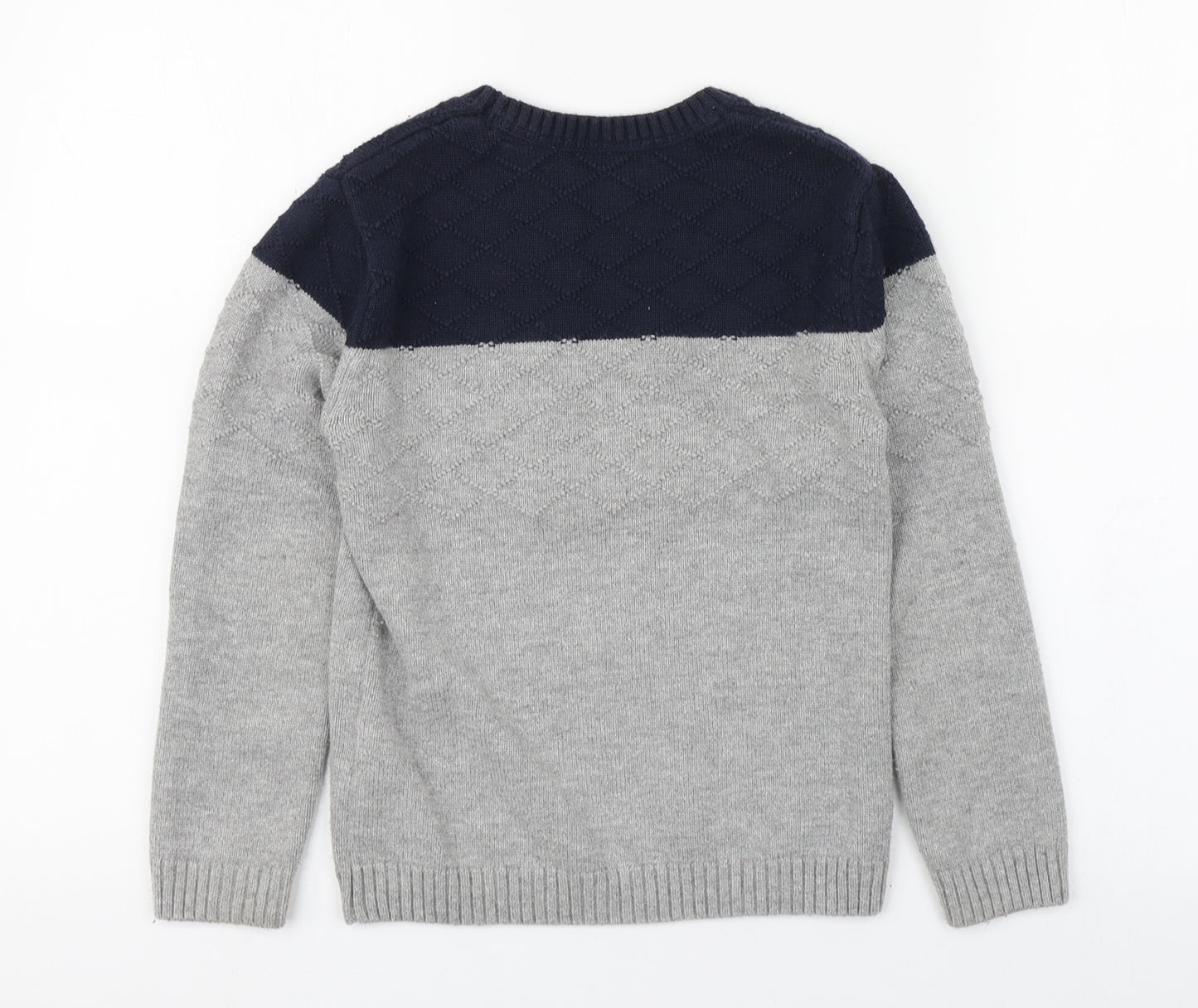 Okaidi Boys Grey Round Neck  Cotton Pullover Jumper Size 8 Years