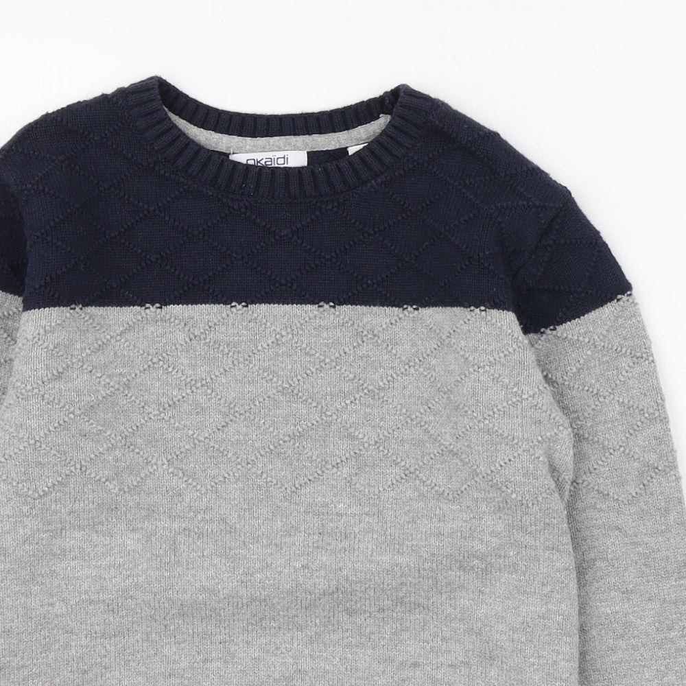 Okaidi Boys Grey Round Neck  Cotton Pullover Jumper Size 8 Years