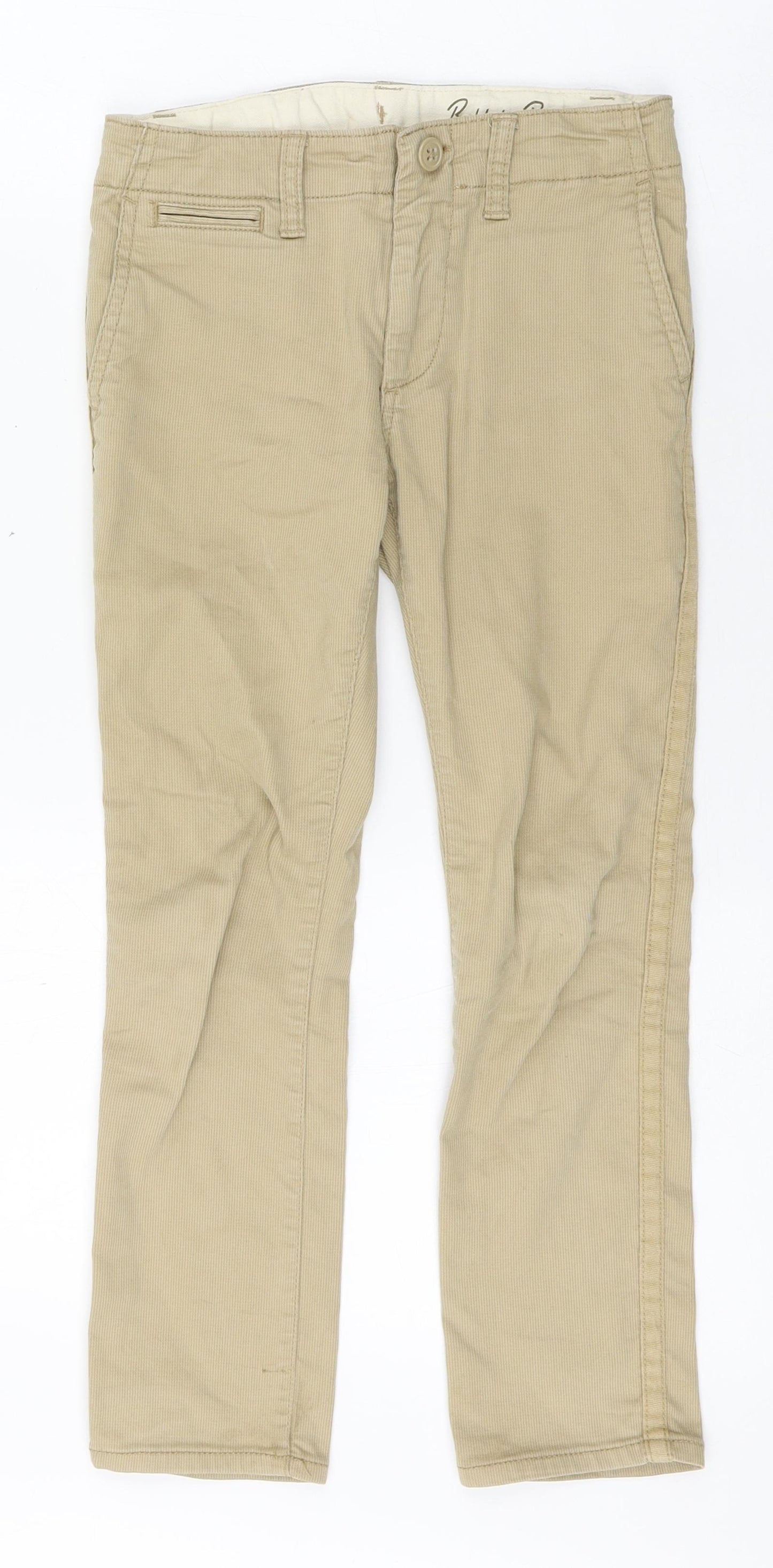 Gap Boys Beige  Cotton Chino Trousers Size 7 Years  Regular Zip