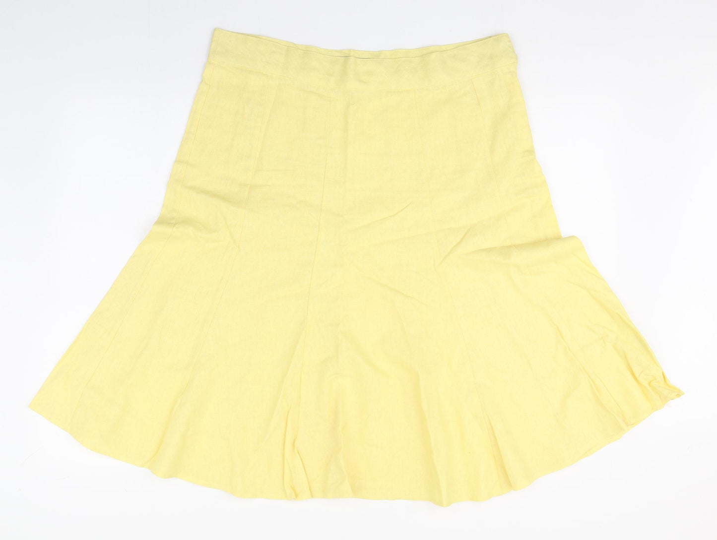 Primark Womens Yellow  Linen Peasant Skirt Size 14   Zip
