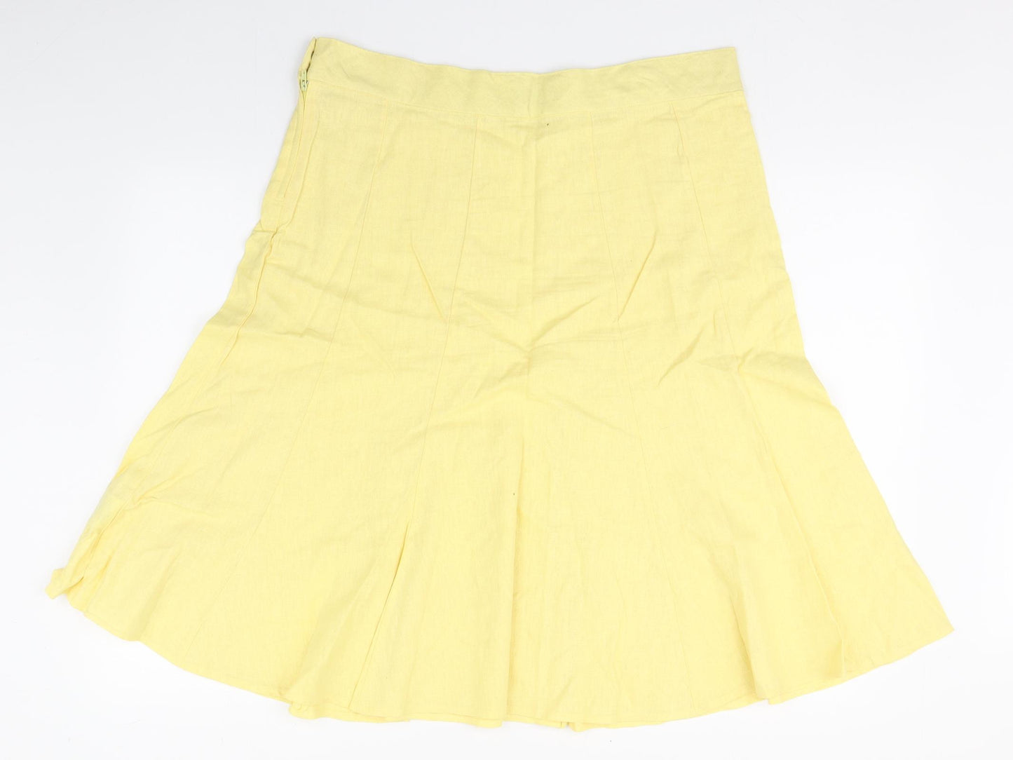 Primark Womens Yellow  Linen Peasant Skirt Size 14   Zip