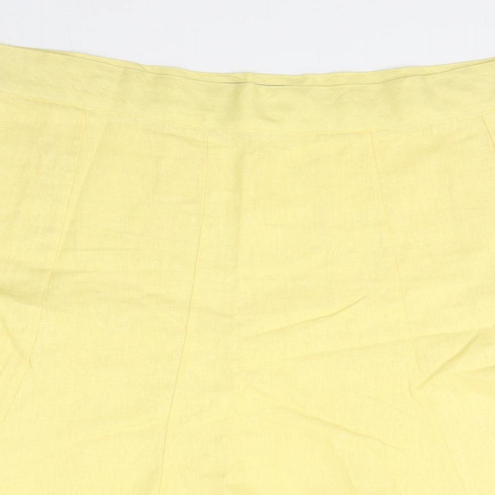 Primark Womens Yellow  Linen Peasant Skirt Size 14   Zip
