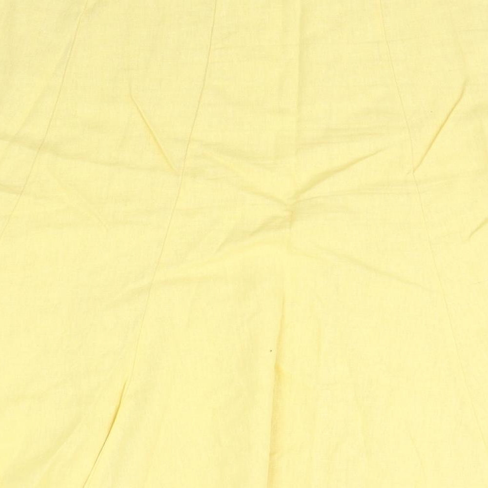 Primark Womens Yellow  Linen Peasant Skirt Size 14   Zip