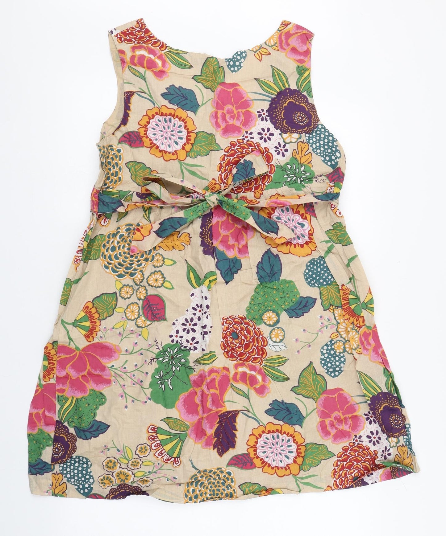 Primark Womens Multicoloured Floral Cotton Skater Dress  Size 14  Square Neck Pullover