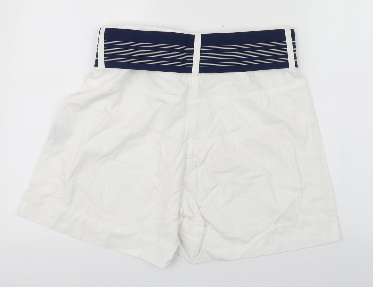 Primark Womens White  Cotton Cargo Shorts Size 14 L5 in Regular Zip