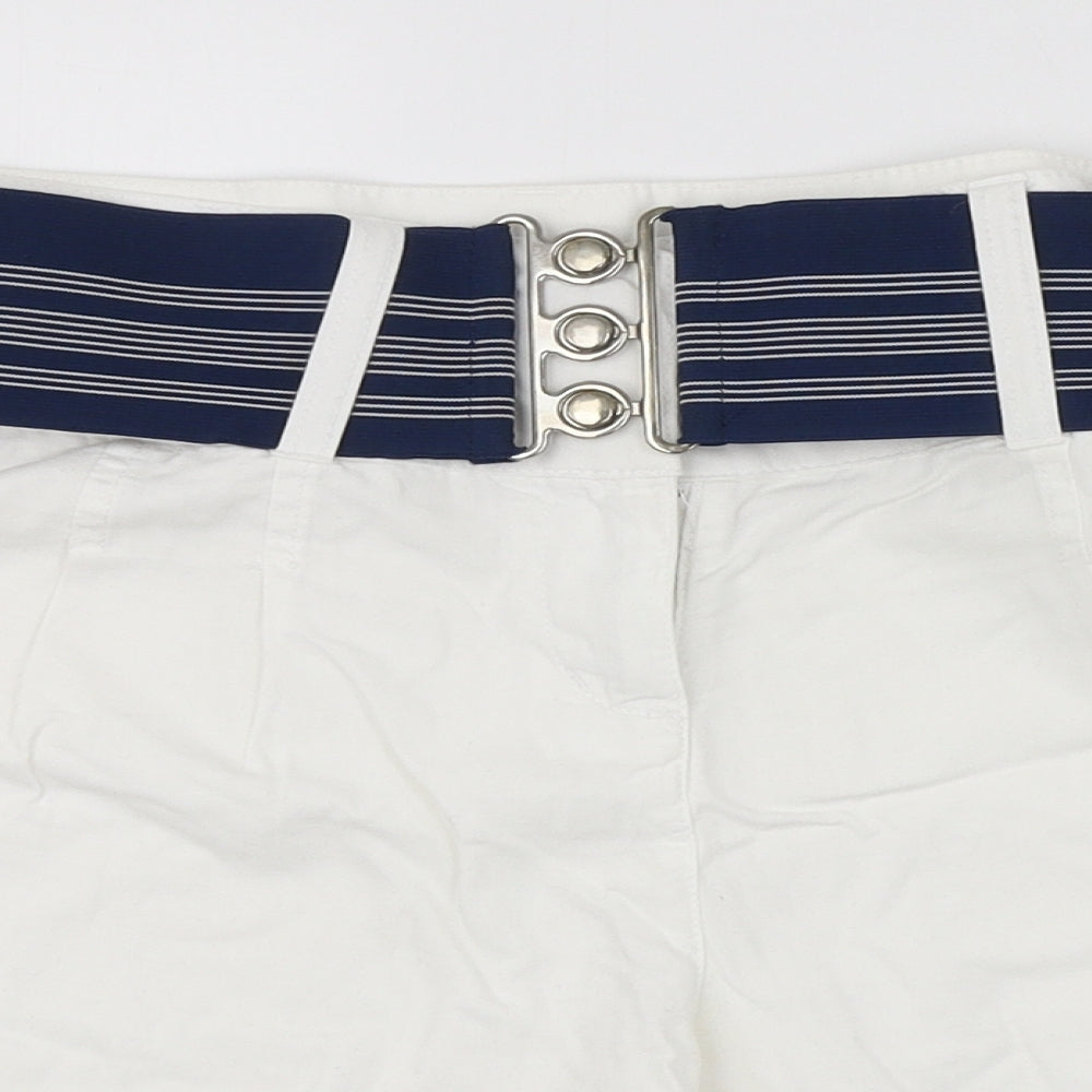 Primark Womens White  Cotton Cargo Shorts Size 14 L5 in Regular Zip