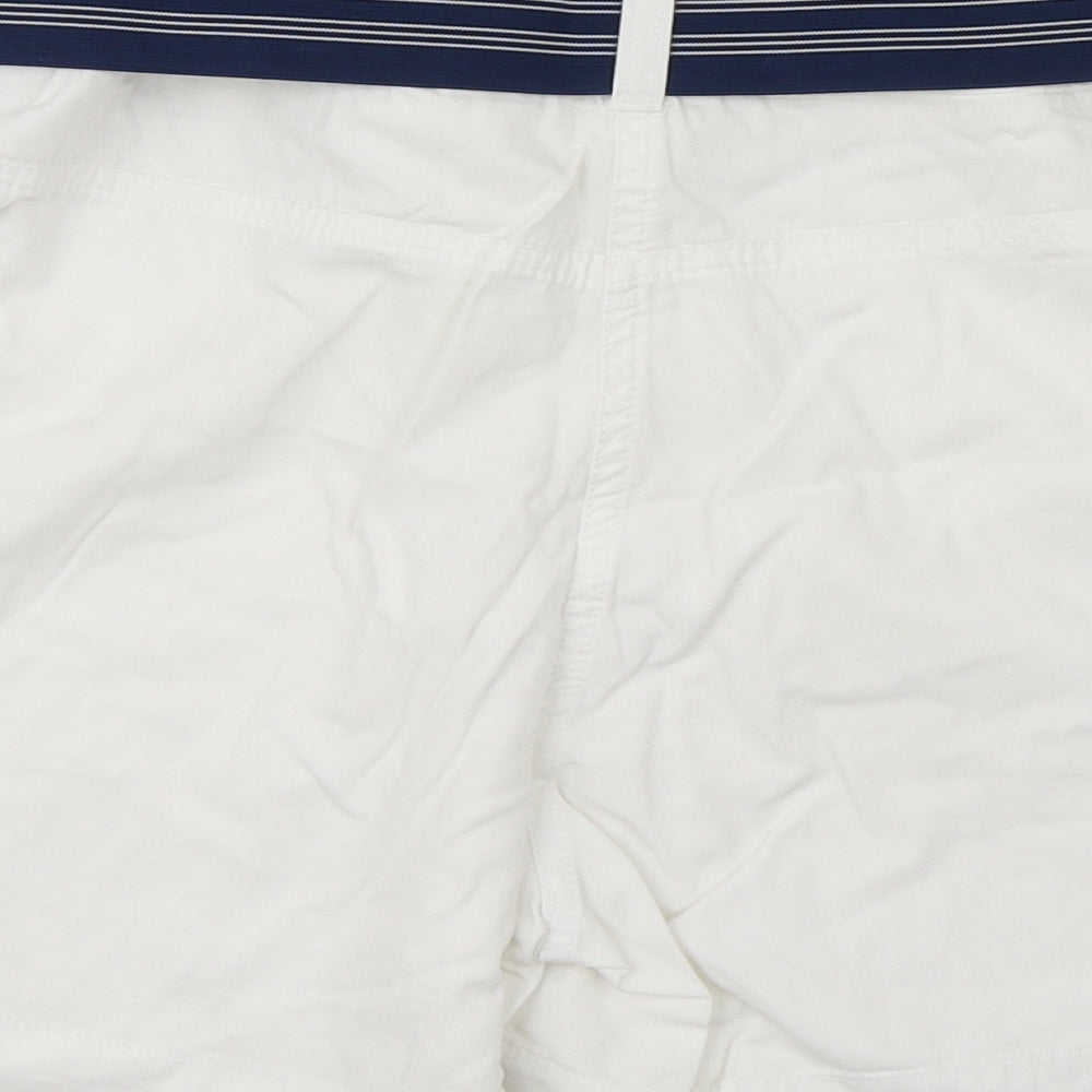 Primark Womens White  Cotton Cargo Shorts Size 14 L5 in Regular Zip