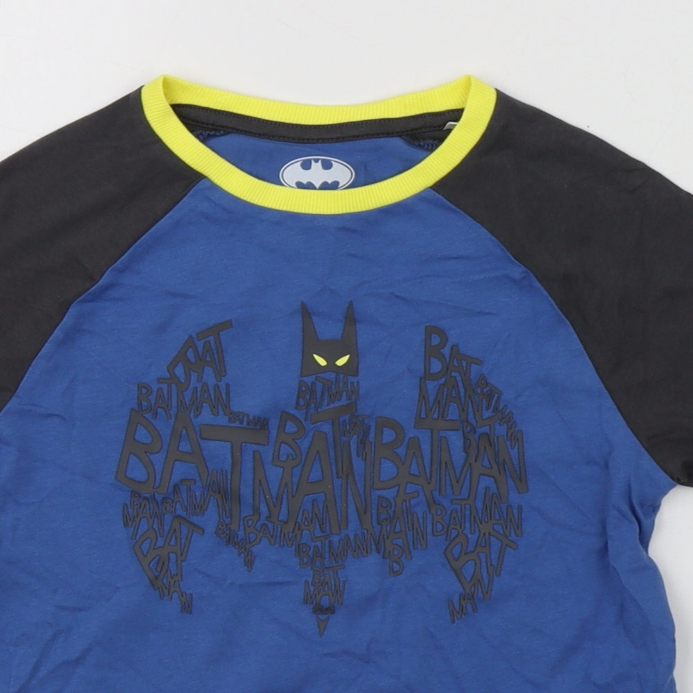 Marks and Spencer Boys Blue  Cotton Basic T-Shirt Size 6-7 Years Round Neck Pullover - Batman
