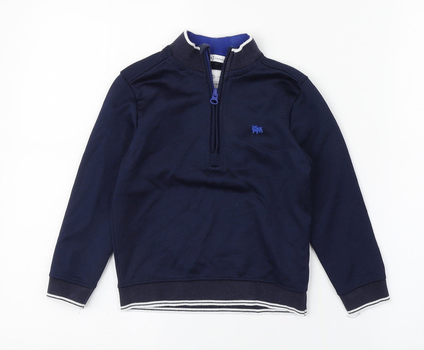 Jasper Conran Boys Blue High Neck  Cotton Pullover Jumper Size 4-5 Years  Zip