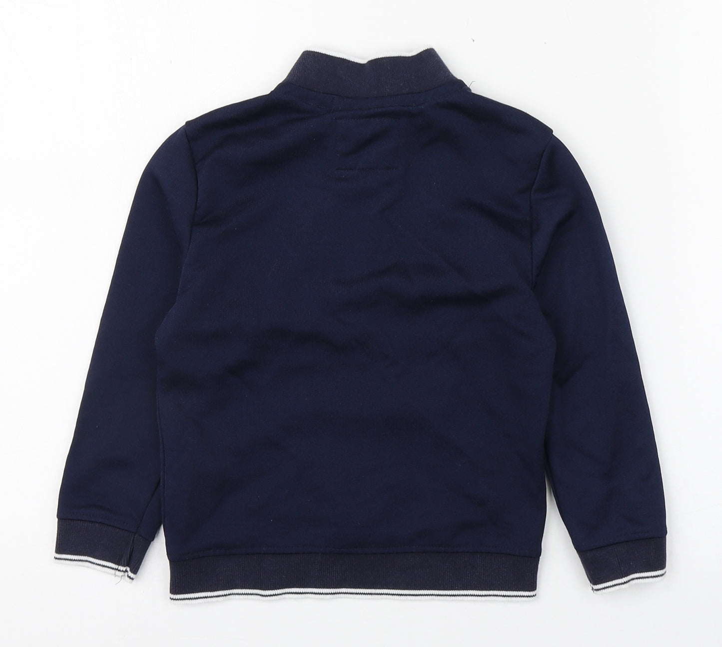 Jasper Conran Boys Blue High Neck  Cotton Pullover Jumper Size 4-5 Years  Zip