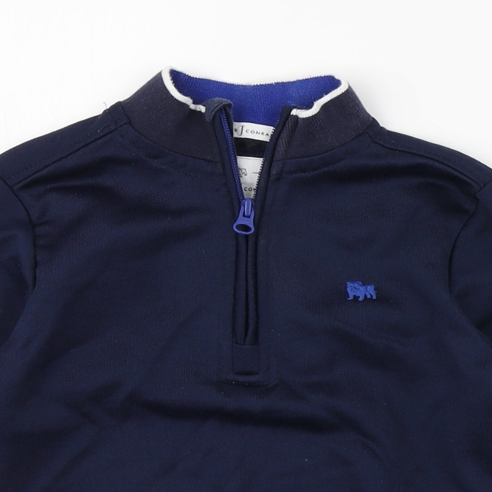 Jasper Conran Boys Blue High Neck  Cotton Pullover Jumper Size 4-5 Years  Zip