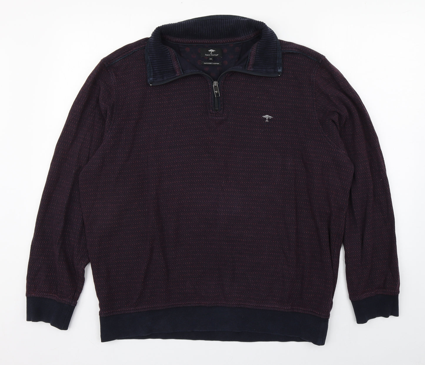 Fynch-Hatton Mens Blue High Neck  Cotton Pullover Jumper Size 2XL