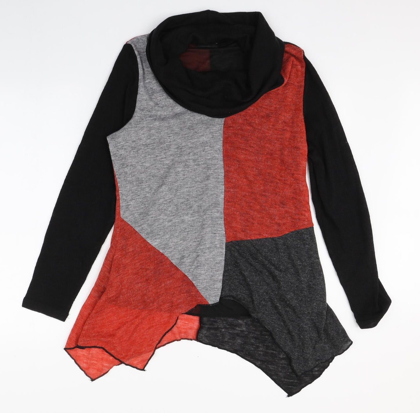 Anna Rose Womens Multicoloured Colourblock Acrylic Jumper Dress  Size M  Roll Neck Pullover