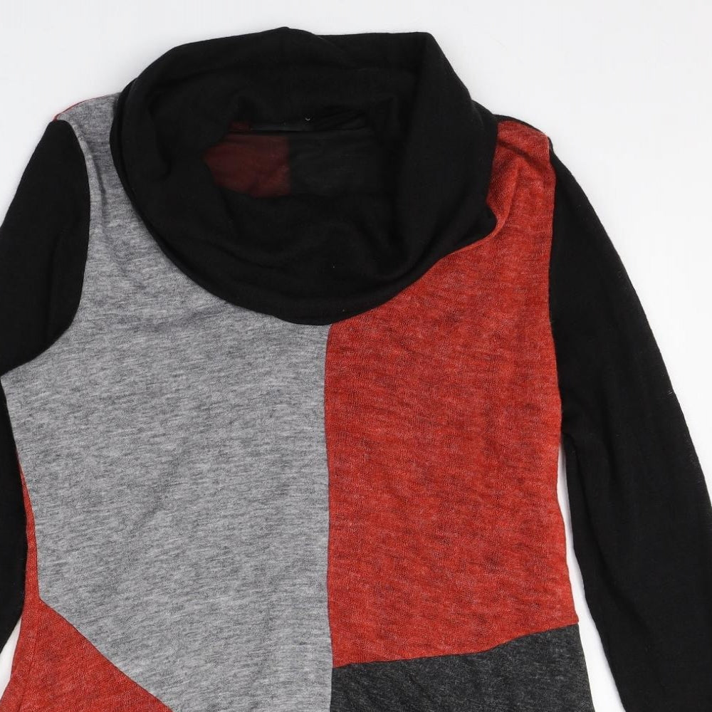 Anna Rose Womens Multicoloured Colourblock Acrylic Jumper Dress  Size M  Roll Neck Pullover