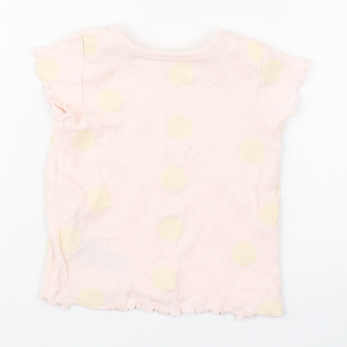 Primark Girls Pink Polka Dot 100% Cotton Basic T-Shirt Size 12-18 Months Round Neck Pullover