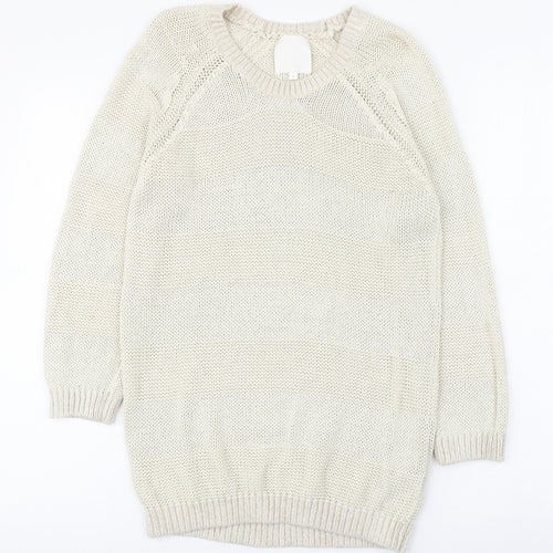 In Wear Womens Ivory Round Neck  Cotton Pullover Jumper Size S